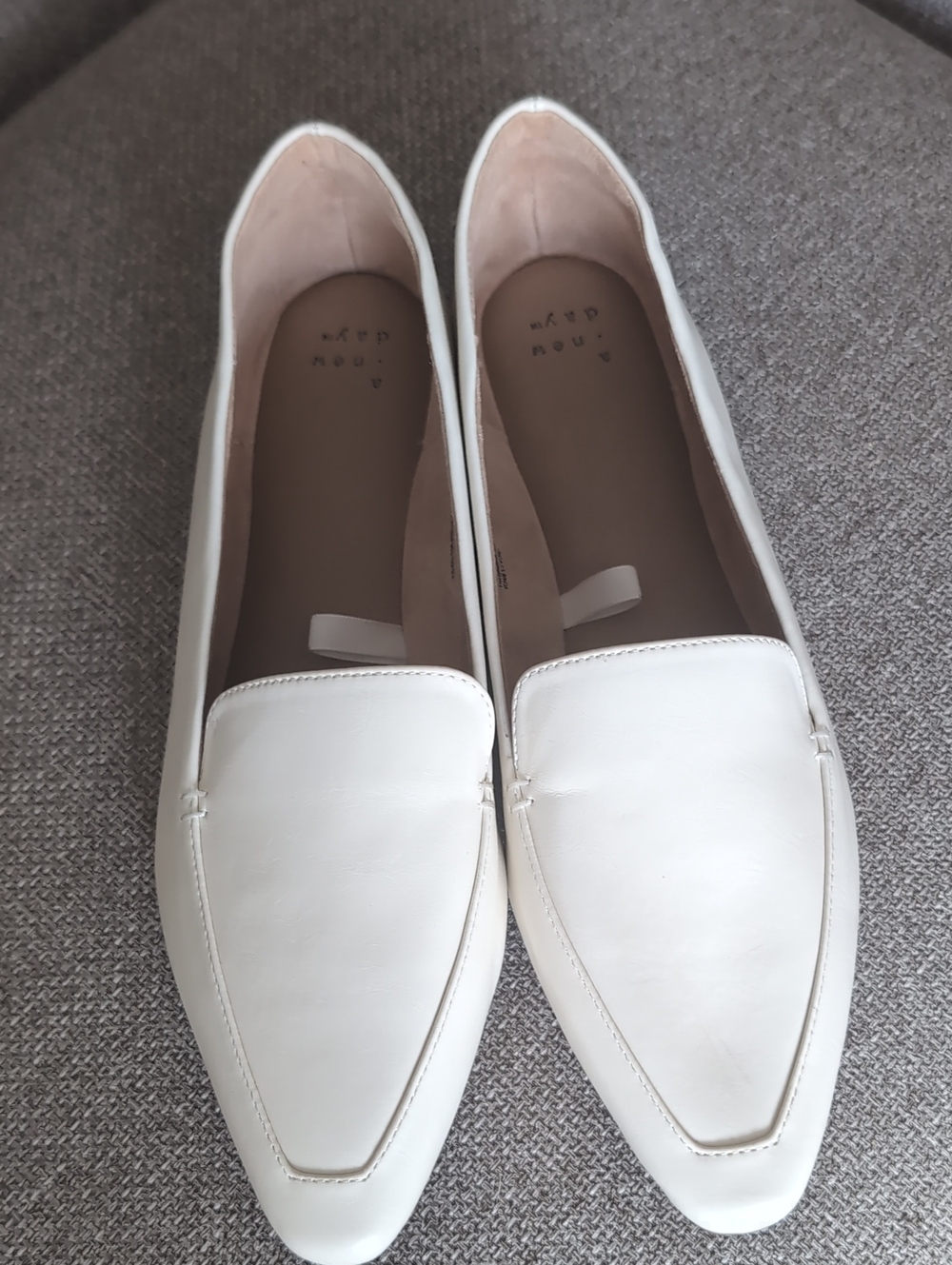 New Cream Vegan Leather Loafers - Women's Slip-On Flats